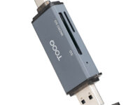 TooQ Lector de Tarjetas SD + TF, con entradas USB-C 3.0 + USB A, Color Gris